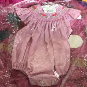 3 month smock with watermelon details